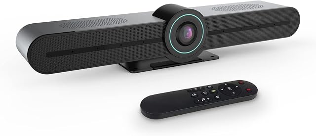 TOALLIN 4K Ultra HD Conference Camera with Microphones and Speaker, Video Conference Camera System Video Bar for Meeting Rooms, Wide Angle View ePTZ Conference Room Webcam