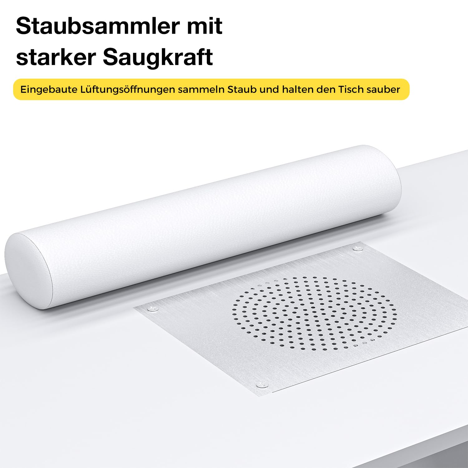 Nageltisch mit Staubabsaugung | Profi Manikürtisch für Nageldesign | Stabiler Nagelstudio Tisch mit 2 Schränken, 2 Schubladen, Handauflage & 4 Staubsaugerbeuteln (Weiß)
