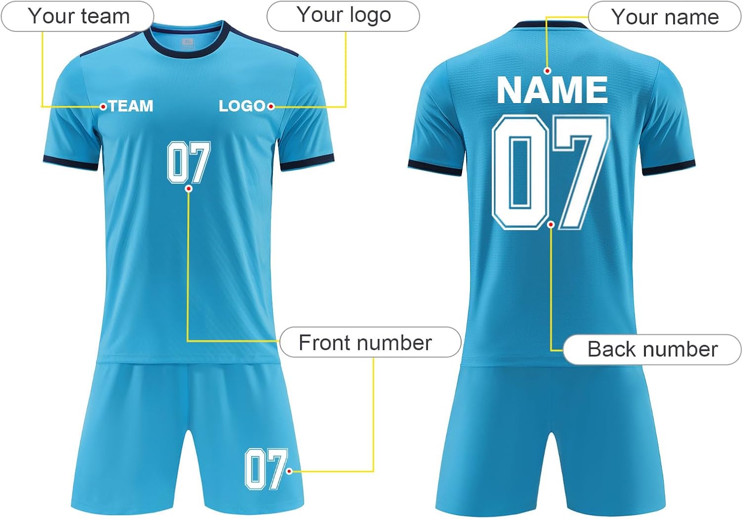 Personalized Soccer Uniform for Men Women Custom Soccer Jersey and Shorts Boys and Girls - Image 2