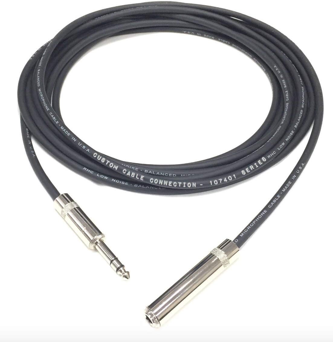 150 Foot Pro Audio REAN NYS228 1/4 inch (6.35mm) TRS Male to REAN NYS2203P 1/4 inch (6.35mm) TRS Female Balanced Extension Cable by Custom Cable Connection