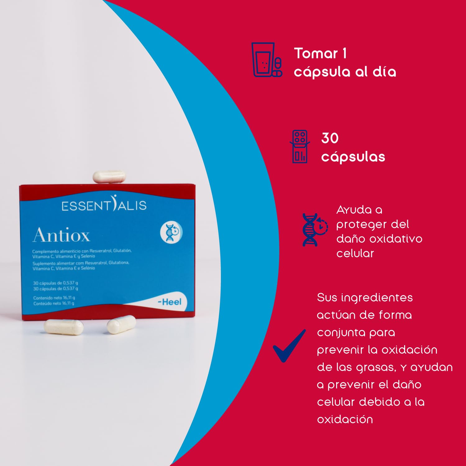 HEEL ESSENTIALIS ANTIOX 30 COMP. - Zubereitung in Tabletten für die regelmäßige Einnahme, geeignet für diejenigen, die nachhaltig auf ihr Wohlbefinden einwirken möchten, Box mit 30 Tabletten und