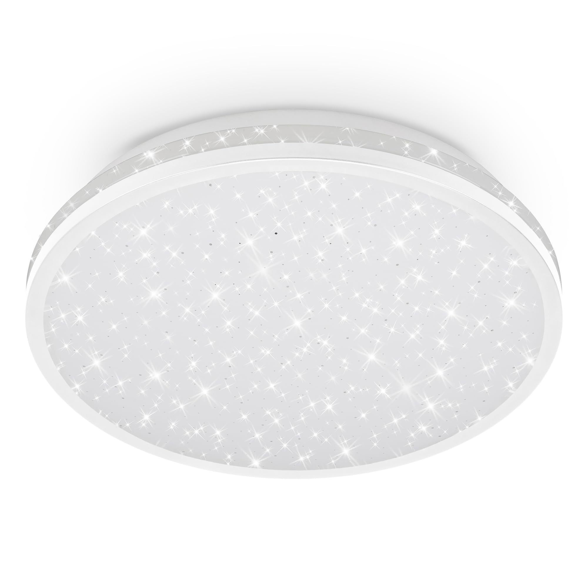 BRILONER - Plafón LED con efecto cielo estrellado, luz blanco neutro, IP44 protección contra salpicaduras, lámpara de techo baño, luminaria para espacios húmedos, aseo, 28x7 cm, Blanco