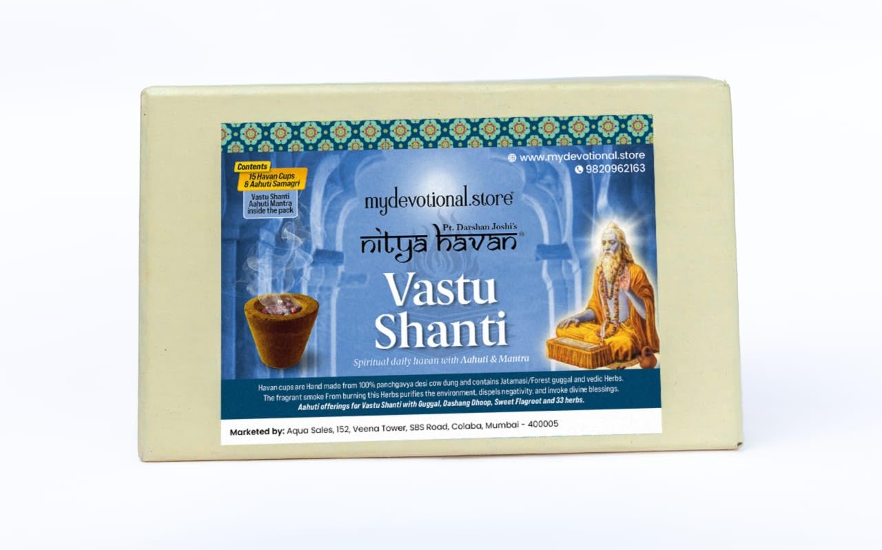 Vastu Shanti 100% Panchgavya Desi Cow Dung Havan Cups with Aahuti samagri and Mantras-image-39