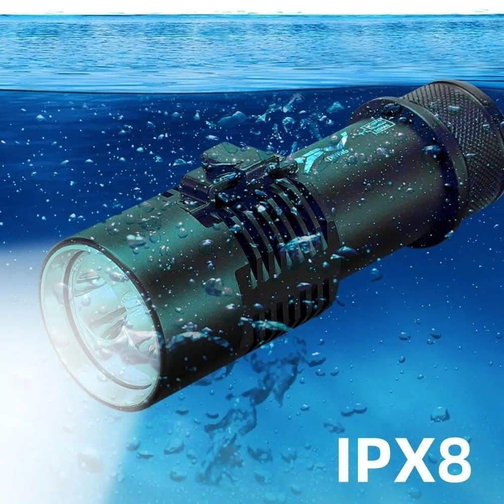 Torcia subacquea con doppio fascio bianco giallo luci zoomabili in lega di alluminio impermeabile IPX8 per attività subacquee ed esplorazione (E)