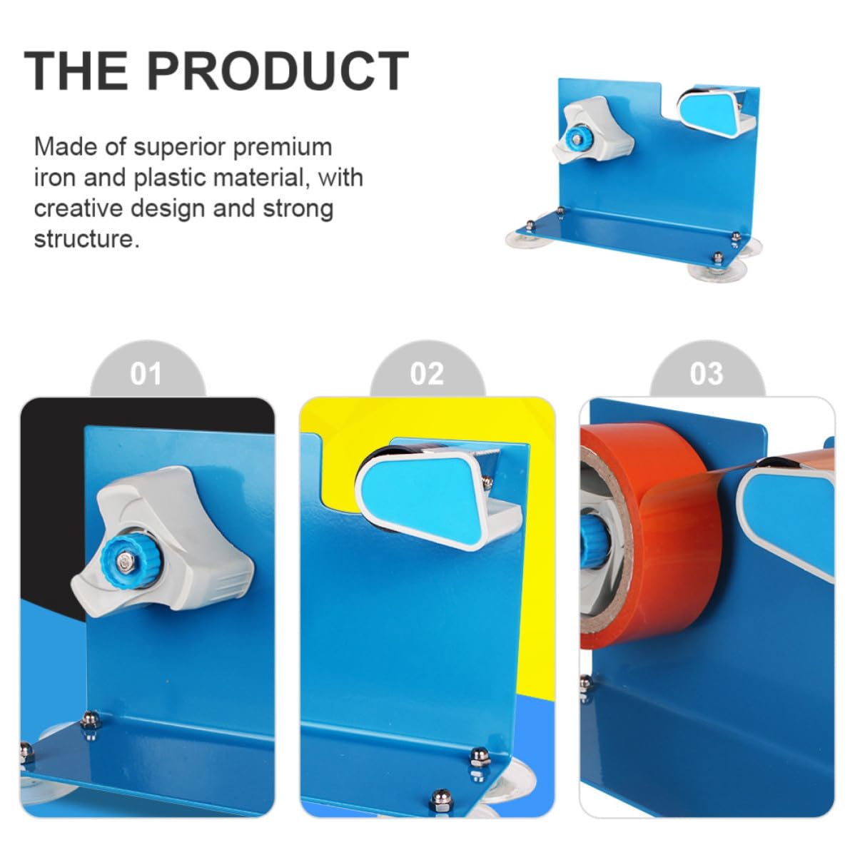 Dispenser per Nastro da Imballaggio Blu in Ferro e Plastico Taglio Conveniente e Design Creativo per Uso Domestico e Negozio