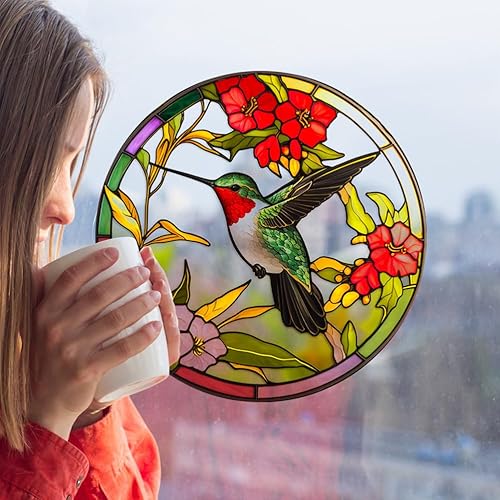 Miniatura 5 de Calcomanías de ventana de colibrí de vidrieras anticolisión, calcomanías de ventana de verano, adhesivos estáticos de pájaros y golpes en el vidrio