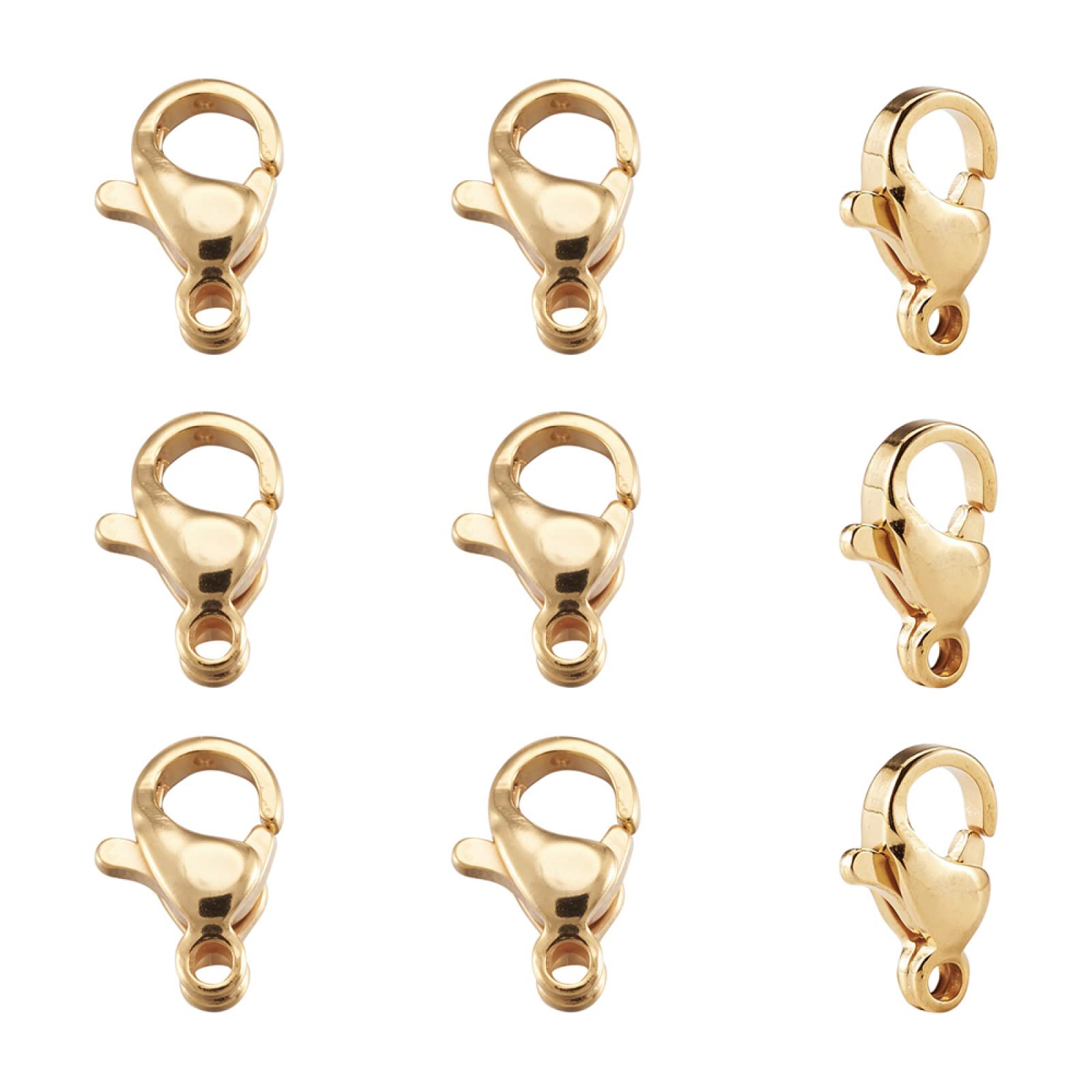 Mega Pet 100Pcs 304 Stainless Steel Lobster Claw Clasps Real 24k Gold Plated Parrot Trigger Clasps Tiny Smooth Clasps Connectors 10x6x3mm for DIY Jewelry Making Necklace Bracelet Earring Key Chains