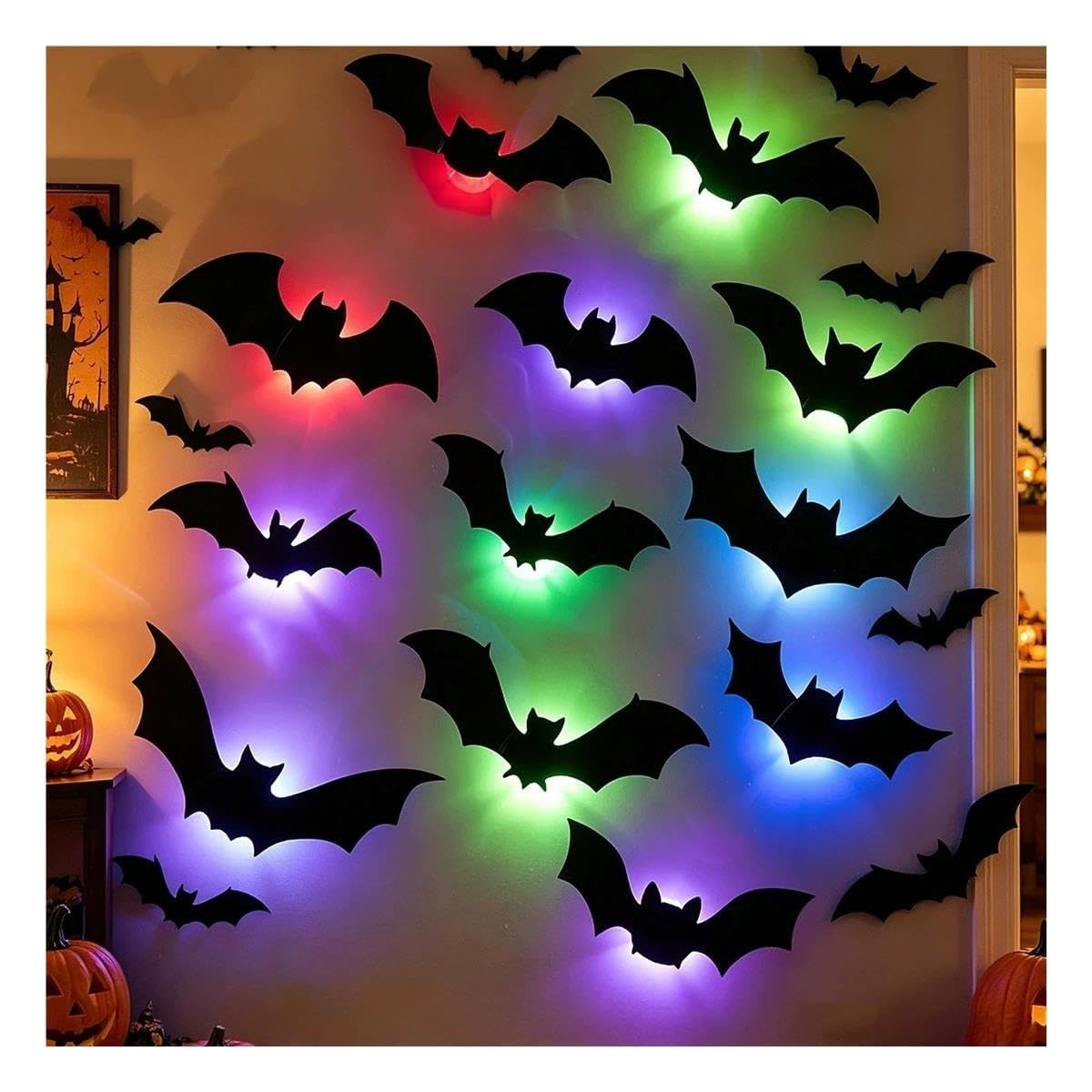 12/24/36 Uds. Pegatinas de pared de murciélago LED 3D for decoración de fiesta de Halloween(36pcs)