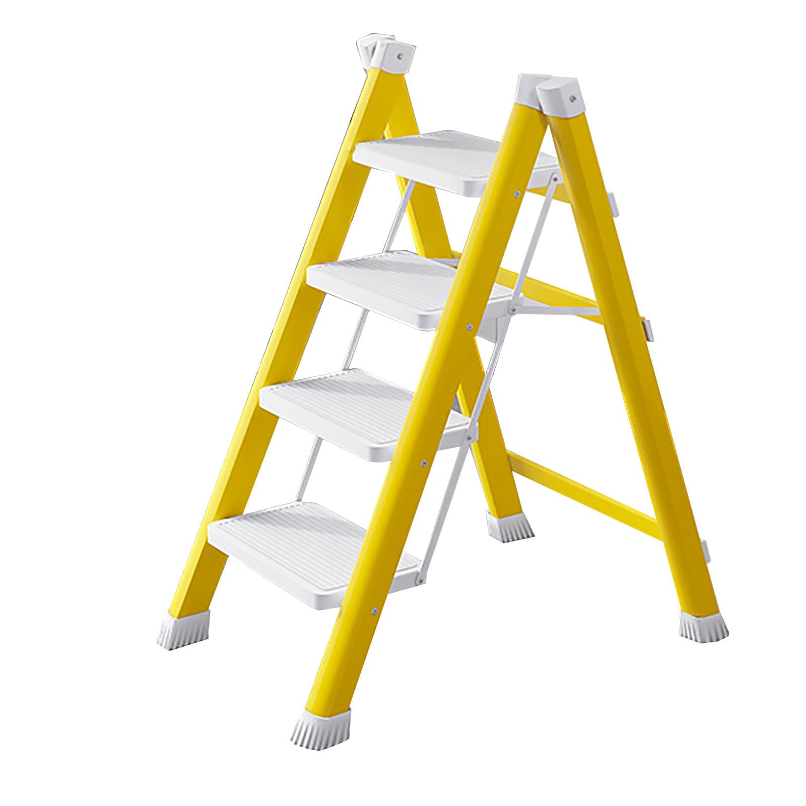 5 Step Ladder, Durable Steel Step Ladder, Portable Folding Ladder - Small, Compact and Powerful(Color:Yellow)