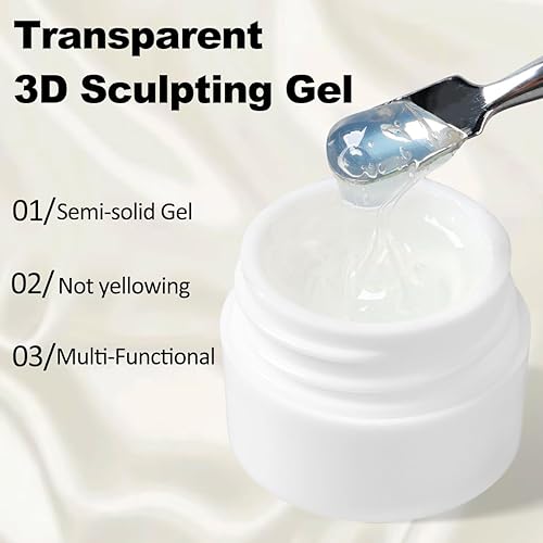 Miniatura 4 de Kit de gel de uñas 3D, gel esculpedor semisólido para frotar polvo de uñas cromado, pegar diamantes de imitación y pintura, geles UV que no se