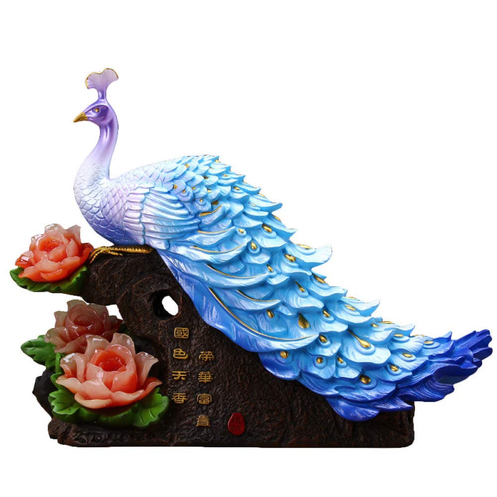 Petite statue de paon bleu pour sublimer votre bureau et étagère de salon