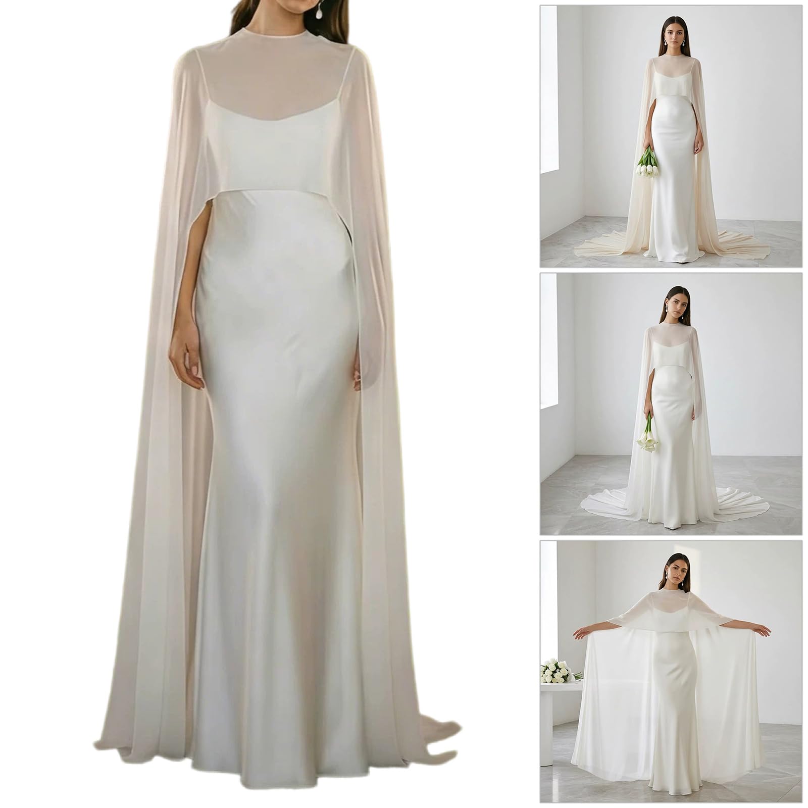 Châle élégant sur le thème fantastique avec ourlet fluide disponible en 3 longueurs pour une occasion spéciale et un événement de mariage irrégulier