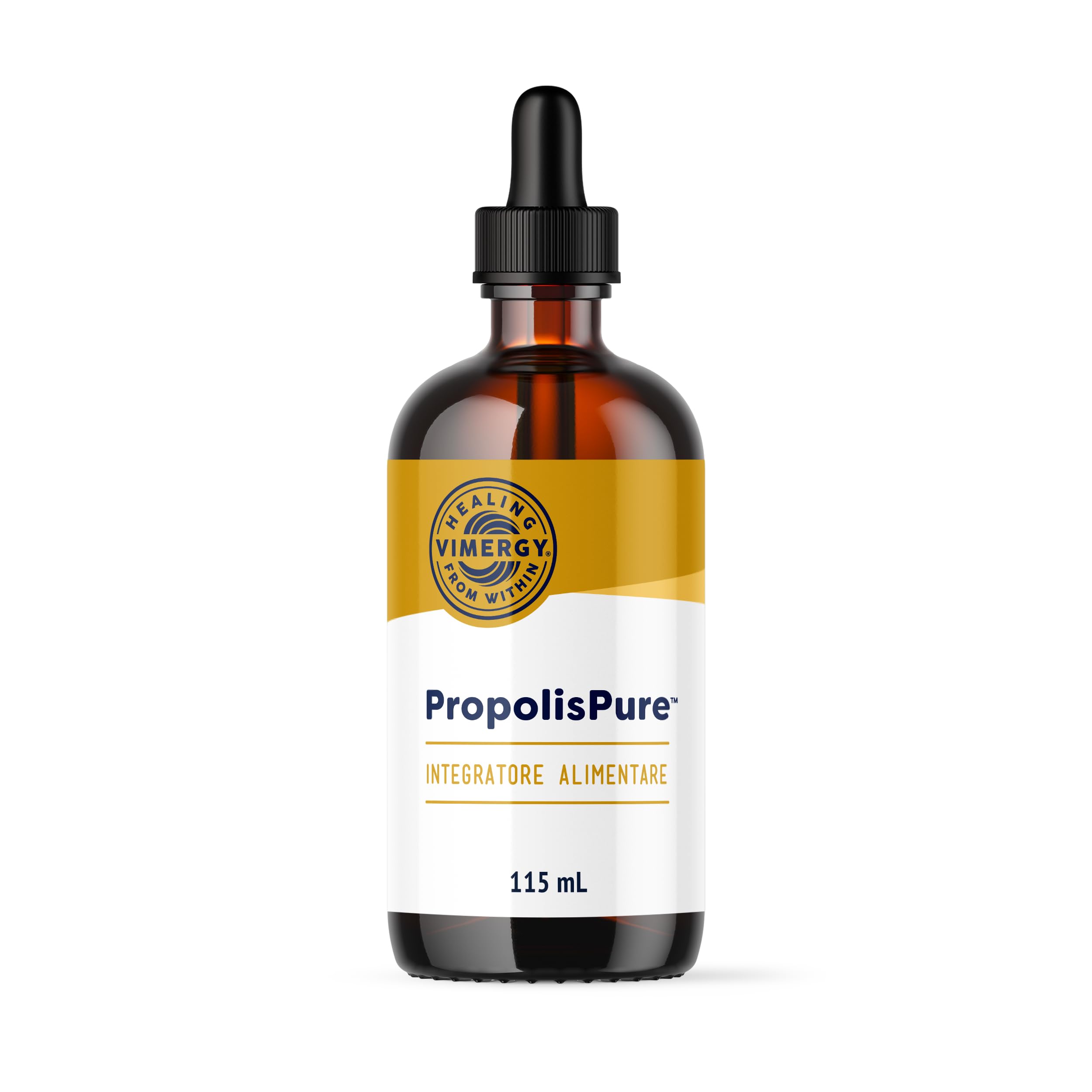 Vimergy PropolisPureTM (57 Dosi - 115 ml) – 1220 mg di Estratto di Propoli – Propoli da Bere Standardizzata ai Polifenoli – Vegetariano – Senza Zucchero, Leganti, OGM o Glutine