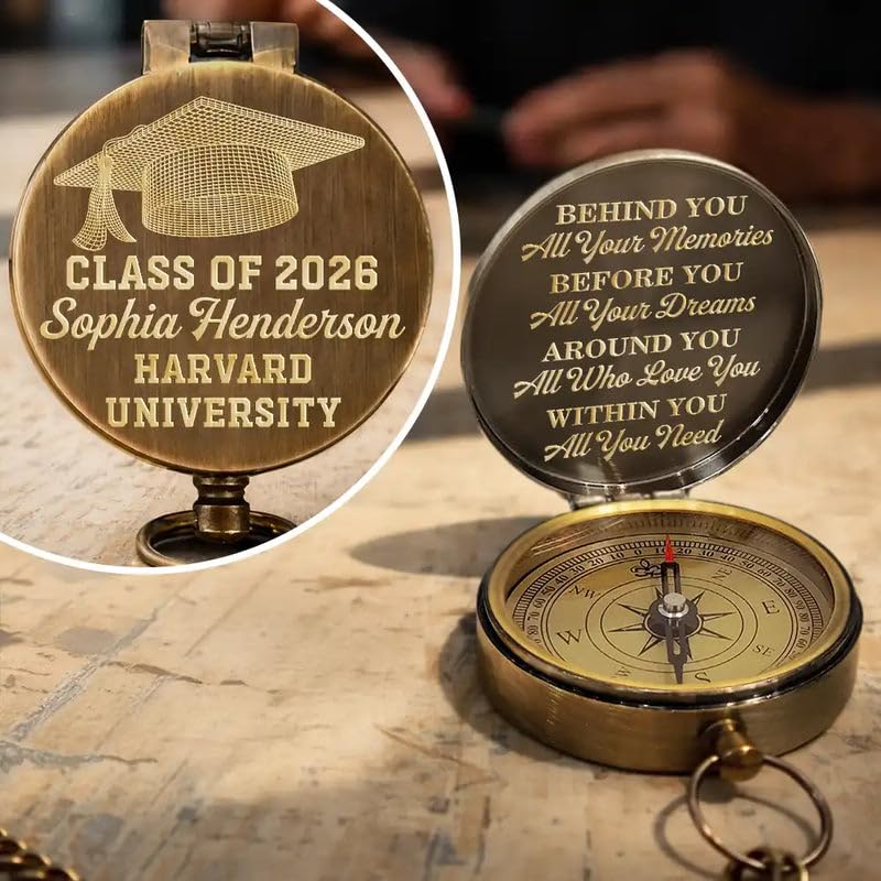 Brújula Grabada de Latón Personalizada Wander Prints miniatura 1