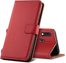 Hianjoo Hülle Kompatibel für Samsung Galaxy A20e, Handyhülle Tasche Premium Leder Flip Wallet Case Kompatibel für Samsung Galaxy A20e [Standfunktion/Kartenfächern/Magnetic Closure Snap], Rot