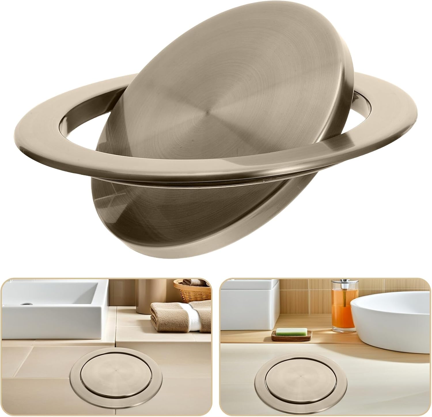 Recessed Countertop Trash Can Lid Stainless Steel Waste Flap Cover 430 Material Kitchen Sink Embedded Garbage Bin Lid Space-saving Swing Design for Home and Office