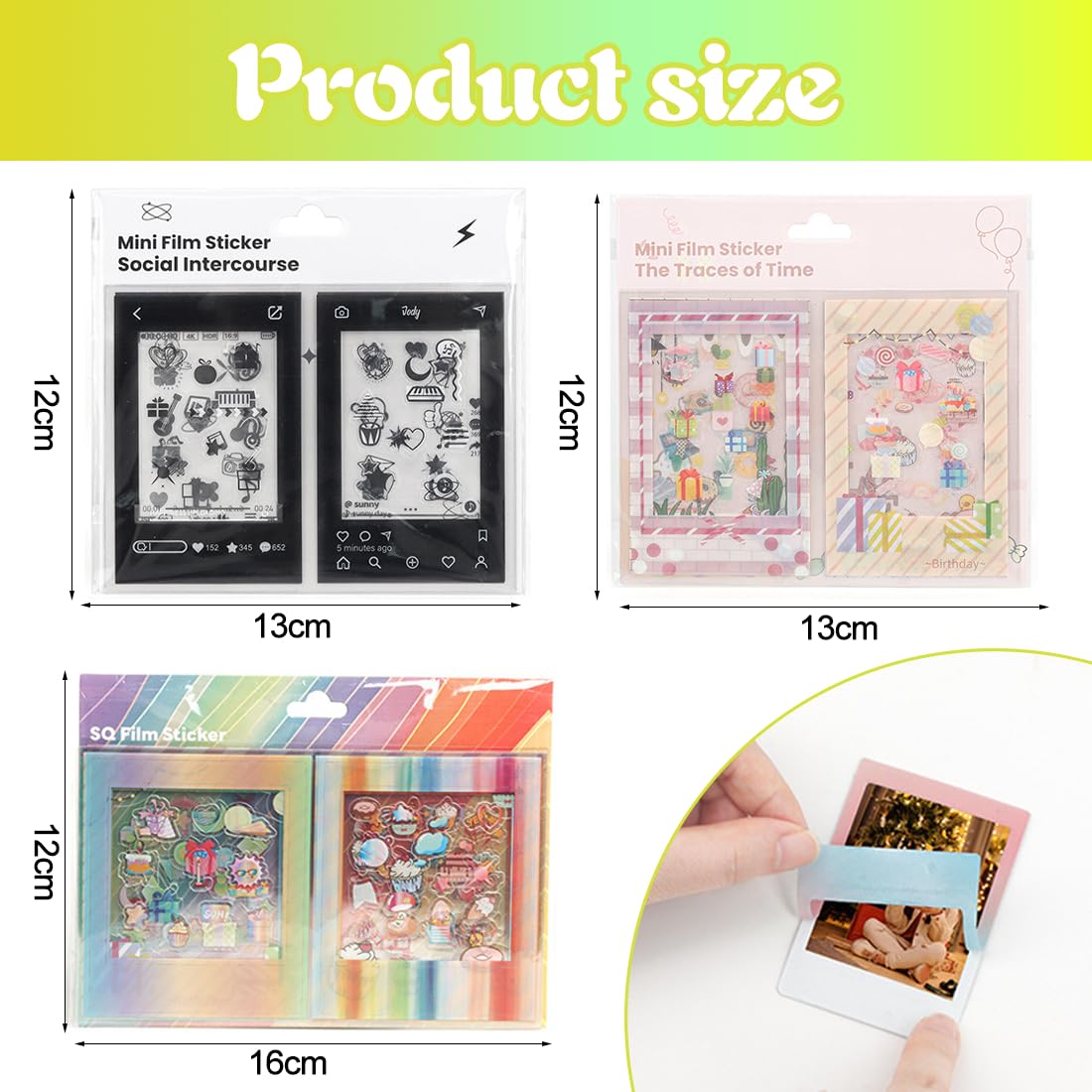 Lot De 32 Autocollants De Bordure Photo, Jolis Autocollants Photo Compatibles Avec Le Film Instantané Fujifilm Instax Mini 12/11/9/8/7S/70/40/50S/90 Evo