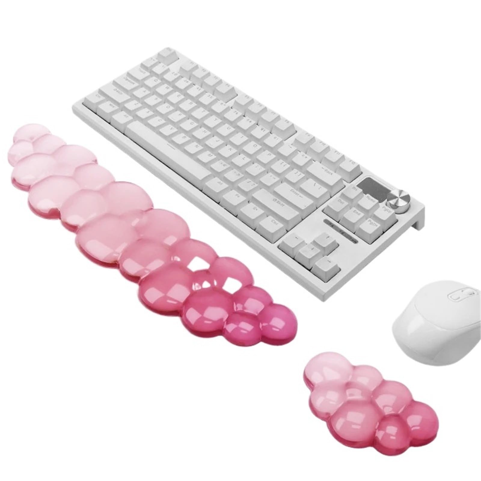 Tappetino Mouse Con Poggiapolsi Set poggiapolsi for tastiera e mouse Cloud | Simpatico bracciolo di supporto for scrivania da dattilografia(Long and Short pink)