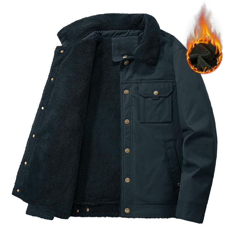 Chaqueta acolchada de invierno para hombre abrigo de algodon grueso con solapas 4
