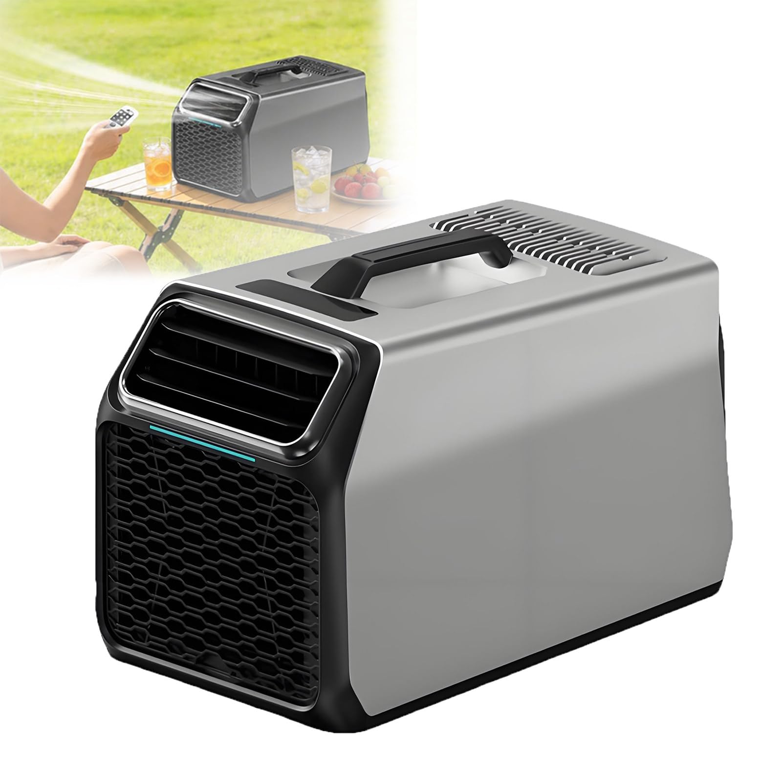EpyGnom Portable Tent Air Conditioner, Fast Cooling Consumption Air Conditioners Dehumidifier, Remote Control, Compact AC Unit for Camping Tent, RV, Truck, Boat,Van and Fishing Silver-1400W