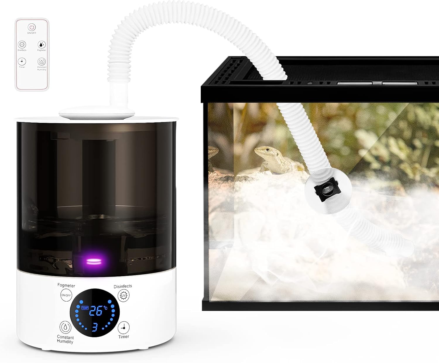 Reptile Fogger with UV Light, Top Fill Reptile Humidifiers