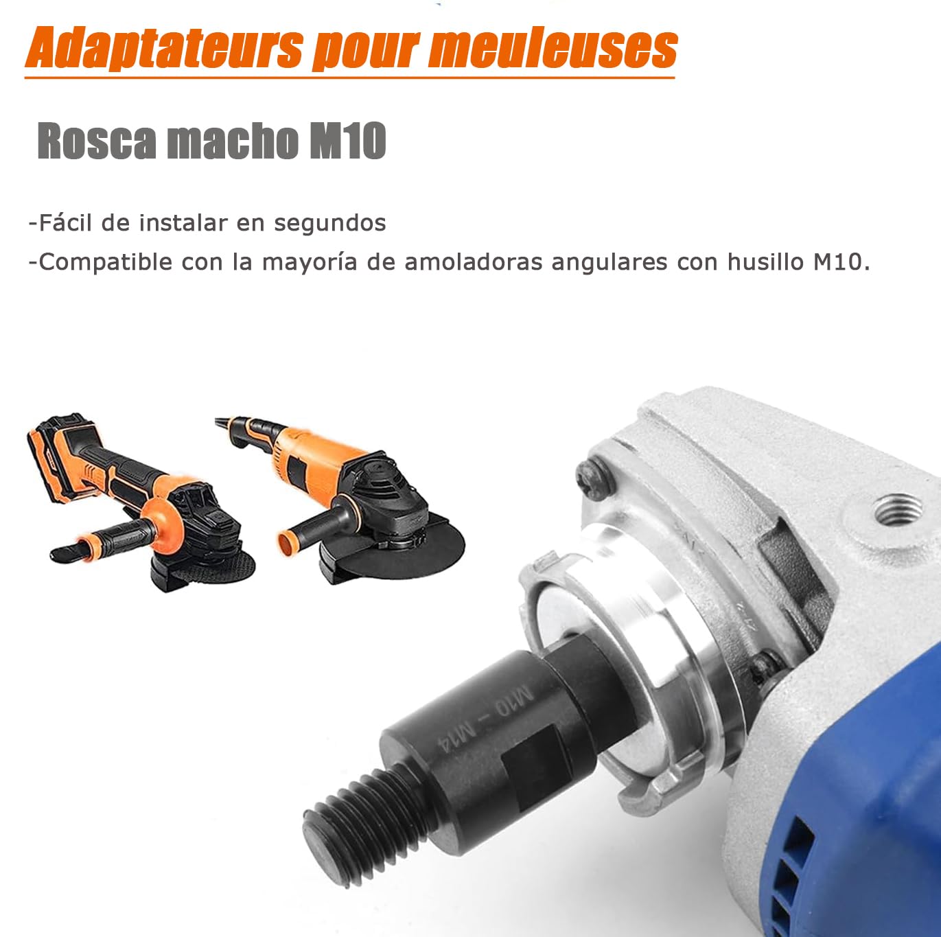 Adaptador De Amoladora Angular M14 A M10 - Conector De Rosca Para Discos, Compatible Con Amoladoras 125/150/180 Mm