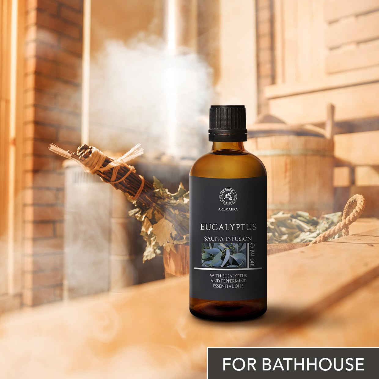 Huile Essentielle d'Eucalyptus & Menthe Poivrée 100ml - Arôme pour Sauna - Parfum Naturel - Aromathérapie