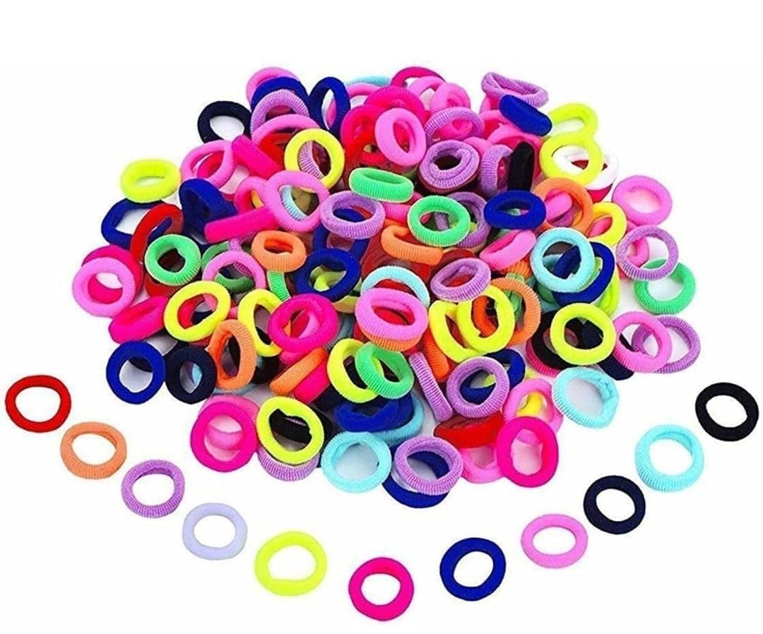 Mini Hair Bands for Girls & Babies (Pack of 100) | Soft Elastic Hair Ties | Tiny Rubber Bands for Baby, Kids & Toddlers | Multicolor Hair Accessories-image-3