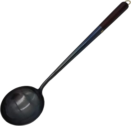 Espátula y cucharón tradicionales hechos a mano para wok, juego de utensilios de cocina asiáticos con mango de madera, juego de chuan chino y hoak