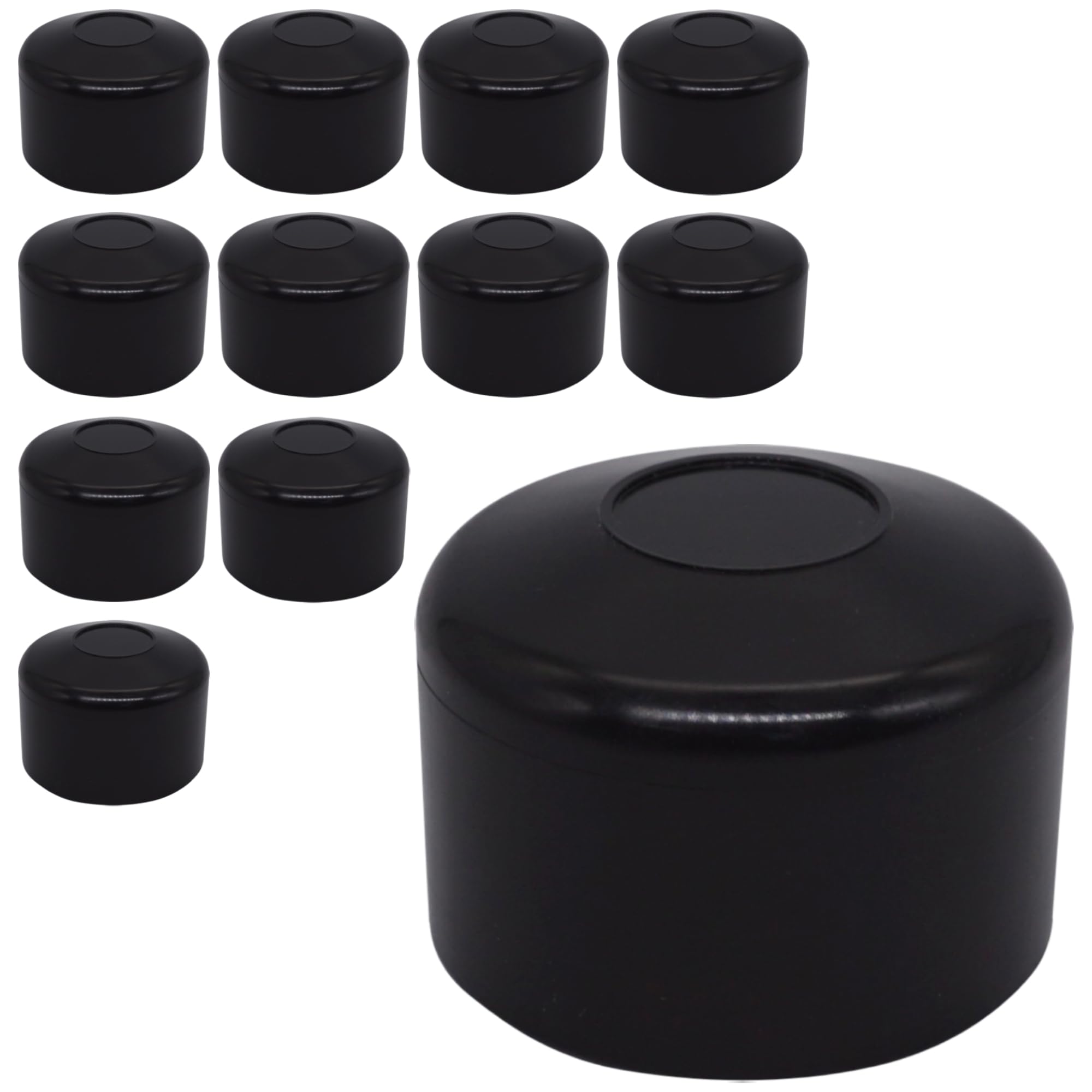 SKIR'CO (12 pcs) Fence Post Caps, Round 45 mm Black Plastic Caps for Round Fence Posts, Fence Post Covers, Black RAL 9005 Colour — image 1