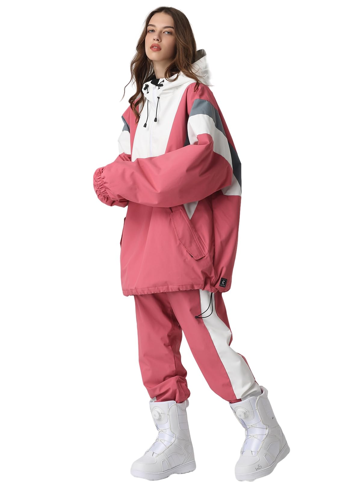 HOUZONIY Traje de esquí para hombre y mujer, traje de esquí para mujer, mono de esquí para invierno, cálido, para esquiar, para exteriores, con capucha, cierre de cremallera, traje de esquí