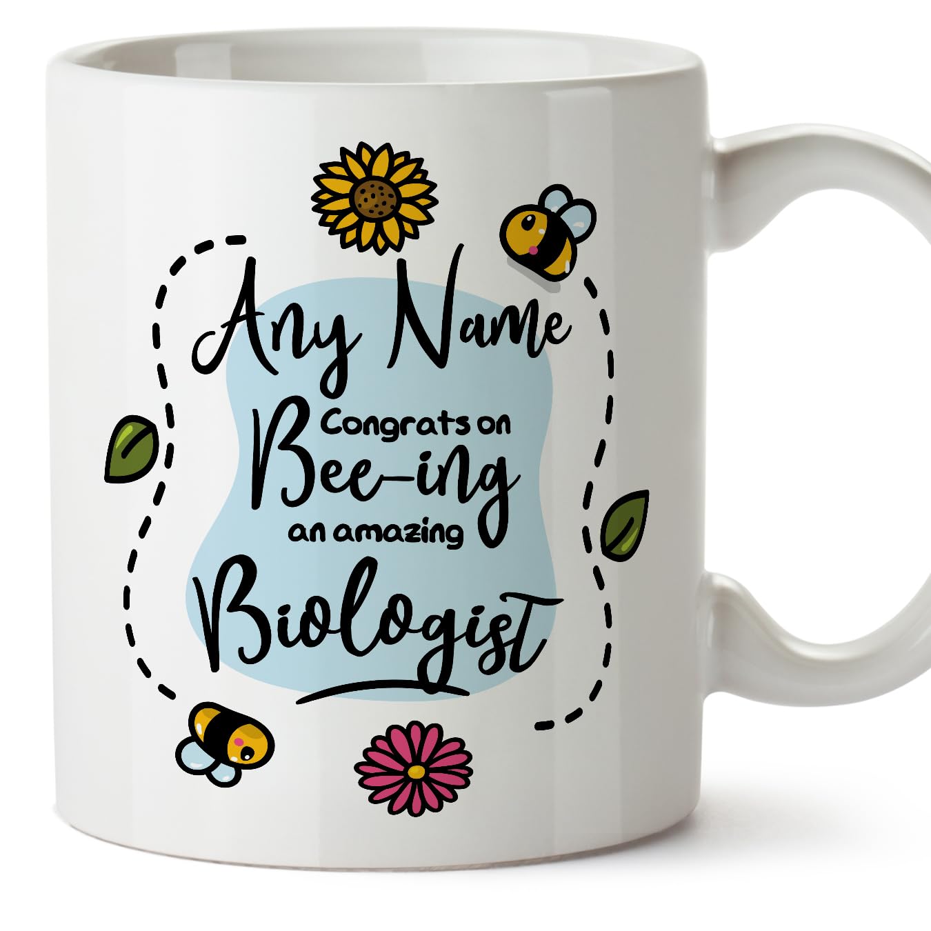 MUGFFINS Personalised Mug for Biologist - in English - Thanks for Beeing - Funny Custom Gift for Colleagues - Ceramic 11oz Mug