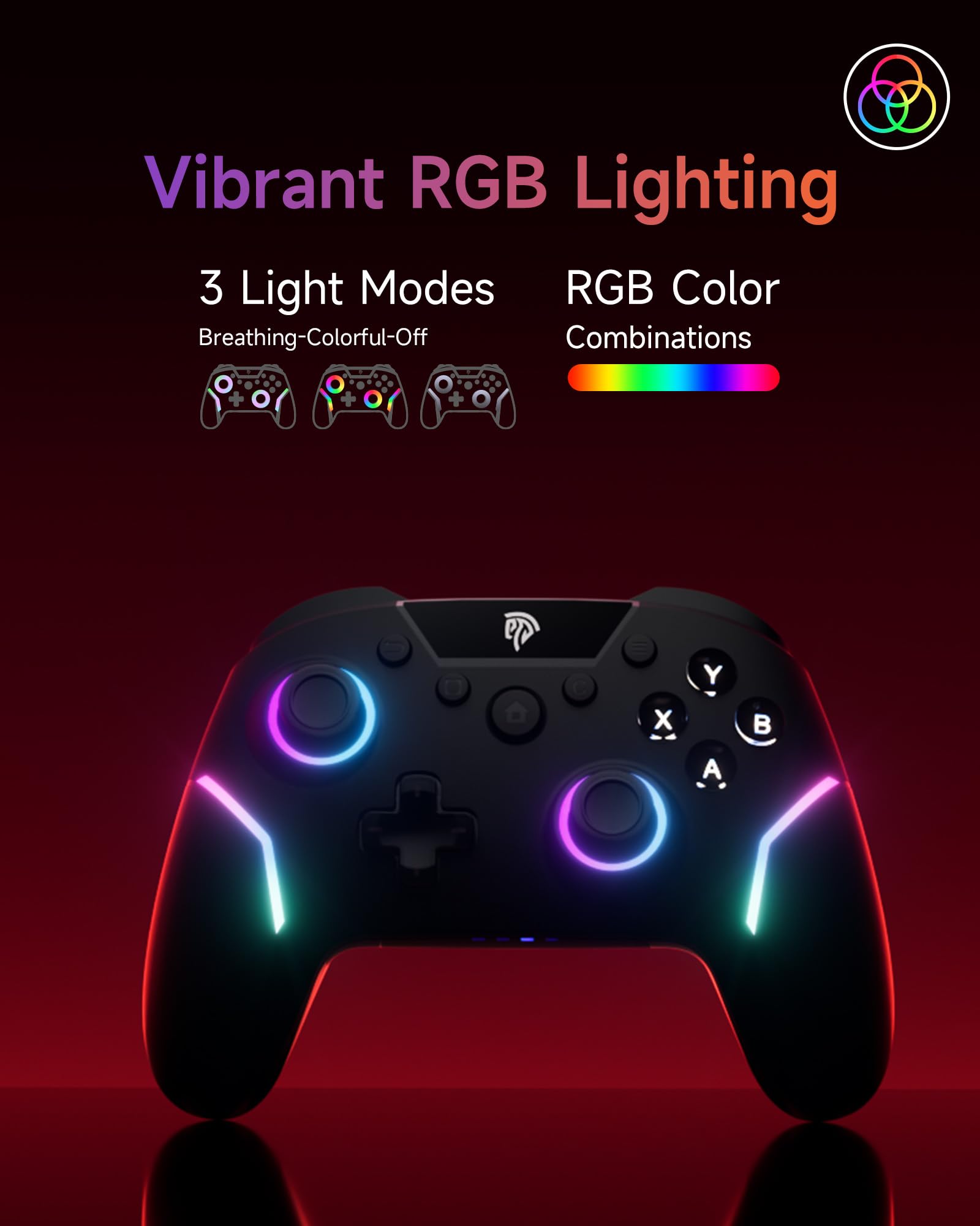 EasySMX X20 bezprzewodowy kontroler PC z RGB, Trigger Hall 2 w 1, zdejmowany joystick hall, mechaniczne przyciski - akumulator 1000 mAh, kompatybilny z komputerem / przełącznikiem/telefonem komórkowym