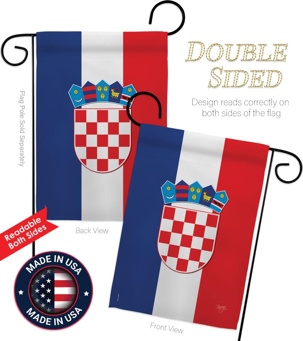Breeze Decor Croatia Garden Flag Regional Nation International World Country Particular Area House Banner Small Yard Double-Sided, 13"x18.5", Decorations Gifts Made in USA