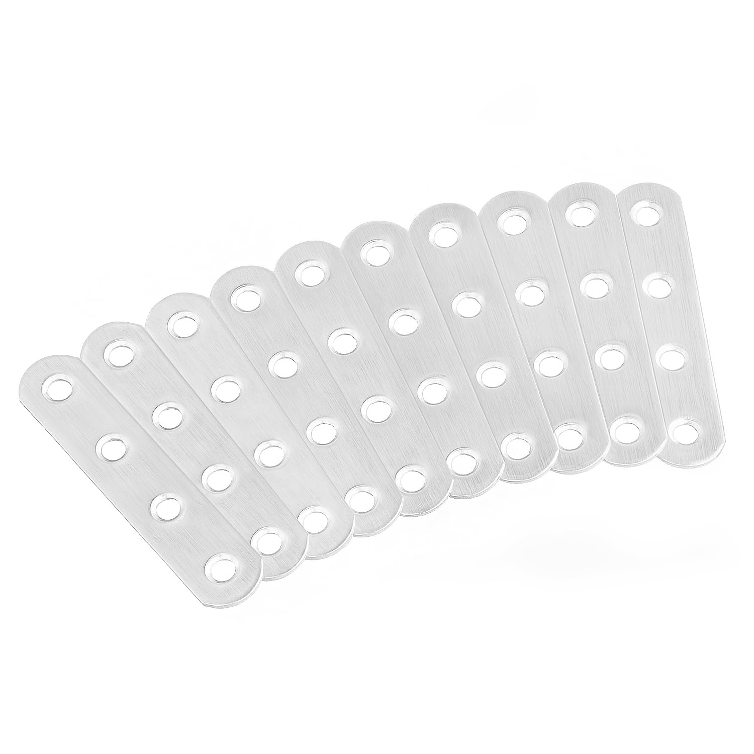QWORK® 10PCS 77x16x2mm Stainless Steel Flat Braces Straight Corner Brackets with 40 PCS Fixing Screws, Silver, 10 PCS 77x16x2mm - Image 3