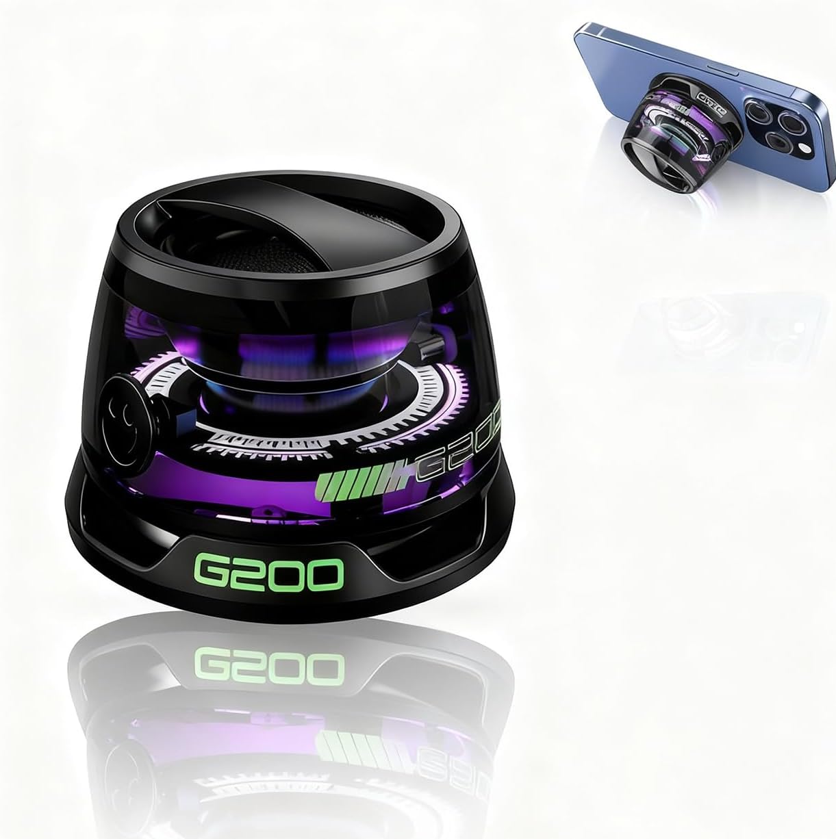 G200 Magnetic Bluetooth Speaker, Portable Mini Wireless Phone Speaker with Kickstand Function, IPX4 Waterproof, Full‑Range Stereo Sound, Ideal Graduation Gift for Teens, Travel, Cycling,Black