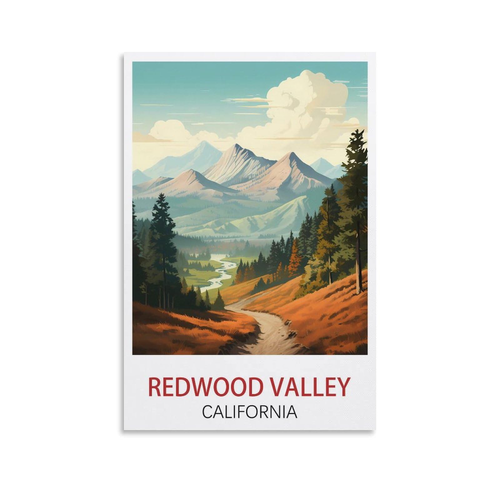 Metal Tin Sign Tin Sign Metal Retro Art Wall Poster for Home Club Garden Decor Redwood Valley California Posters 30x30cm