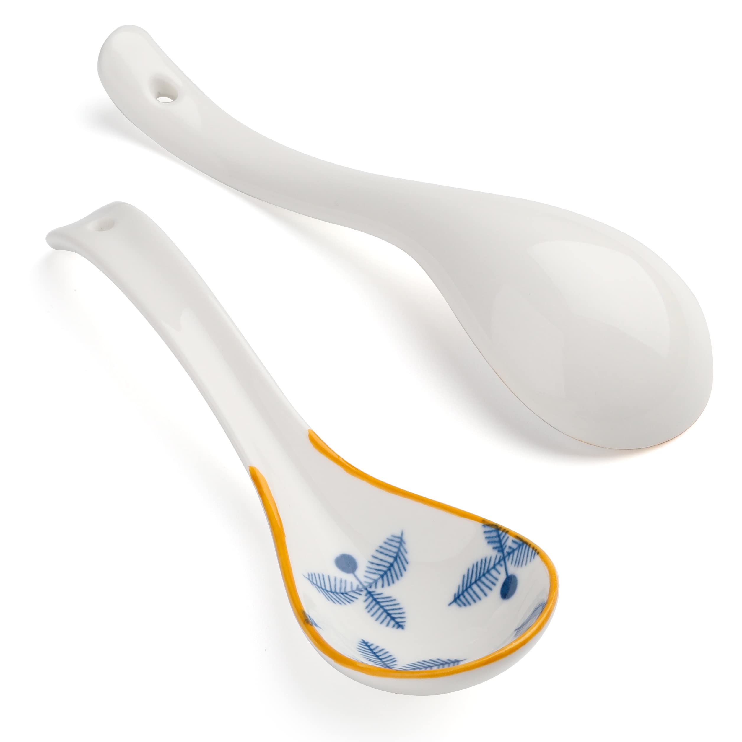 Suppenlöffel 4er Set Keramik Chinesische Suppenlöffel Ramen Löffel für Pho Nudeln Müsli Knödel