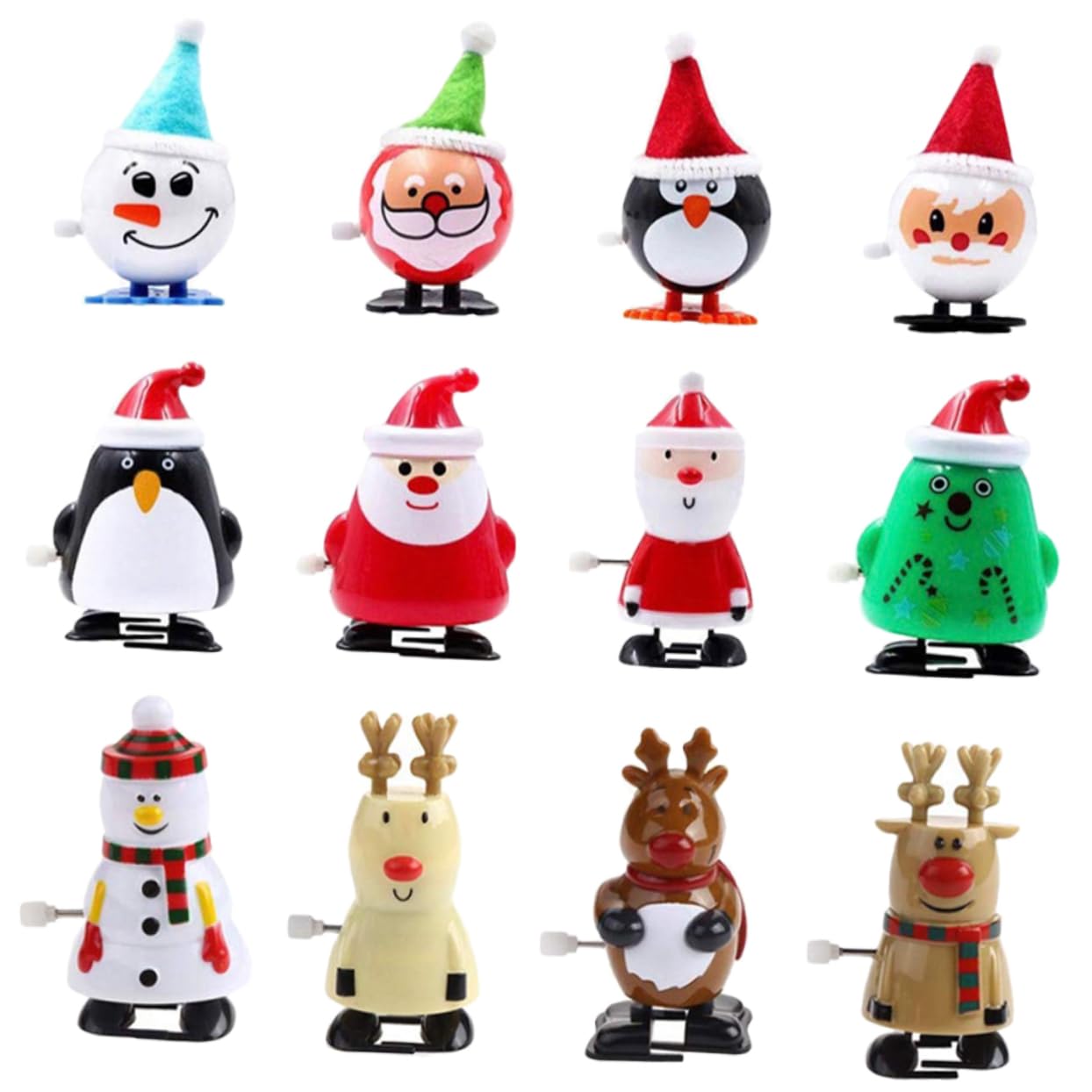Abaodam 12Pcs Christmas Wind Up Santa Claus Clockwork Mini Playthings for Fun Xmas Pull for Holiday Celebrations Safe Construction