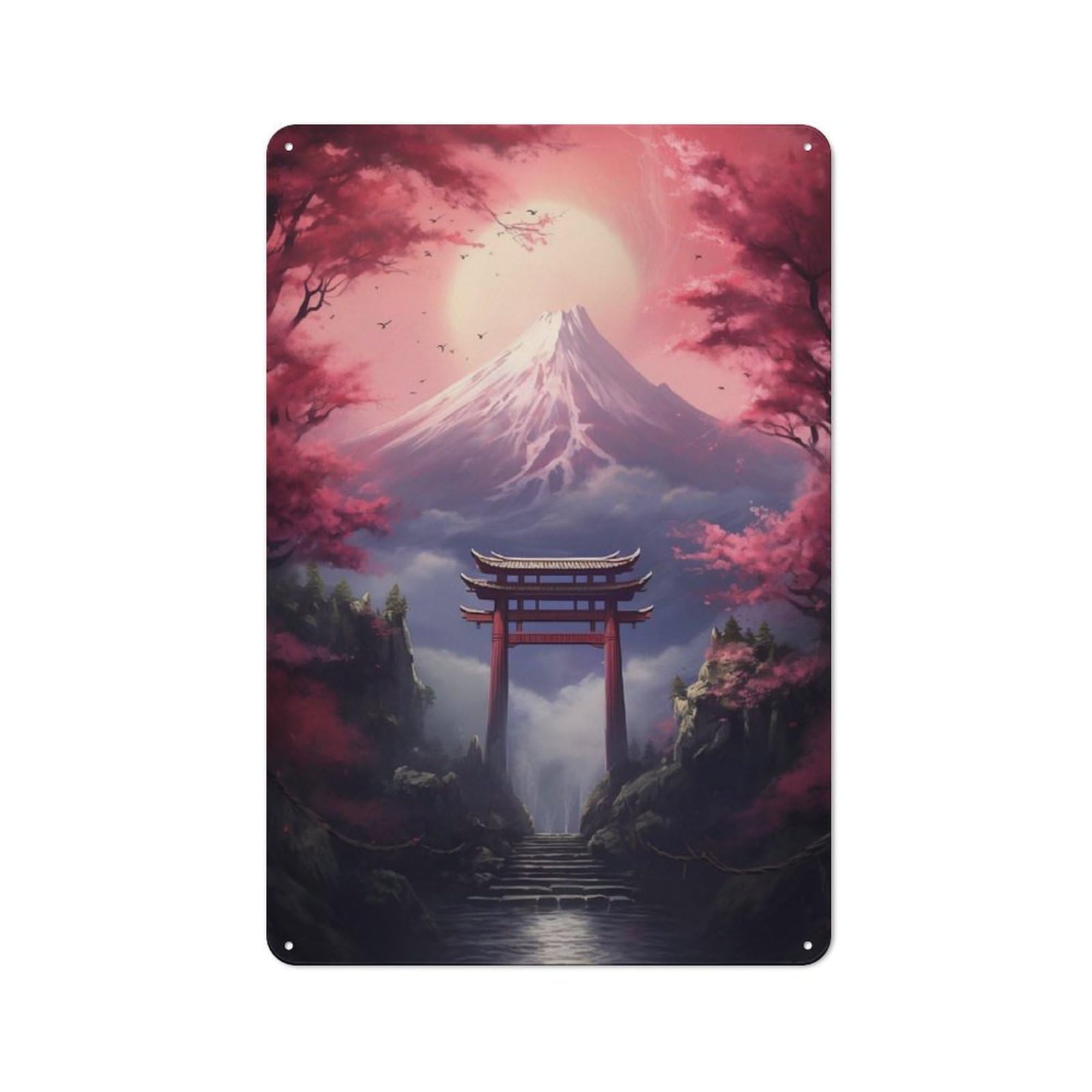 Junmoney Japanese Torri Gate Vintage Tin Sign 30X20cm With For Living Room Or Hallway, For Living Room Decor Lovers