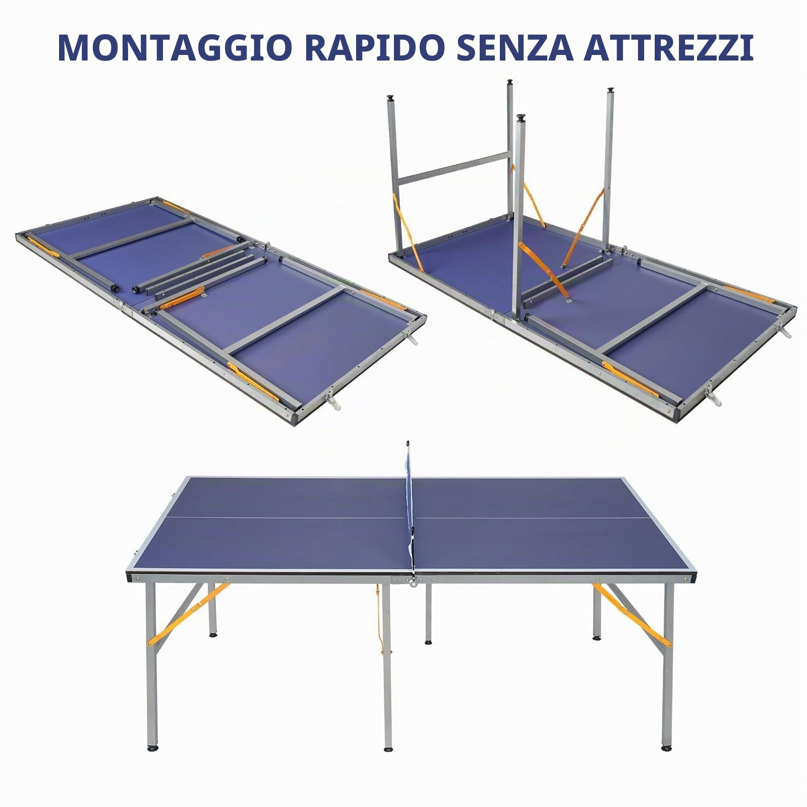 Tavolo da ping pong professionale, tavolo da ping pong pieghevole e mobile per interni ed esterni, dimensione regolamentare, modalità di riproduzione singola per gioco in famiglia, allenamento