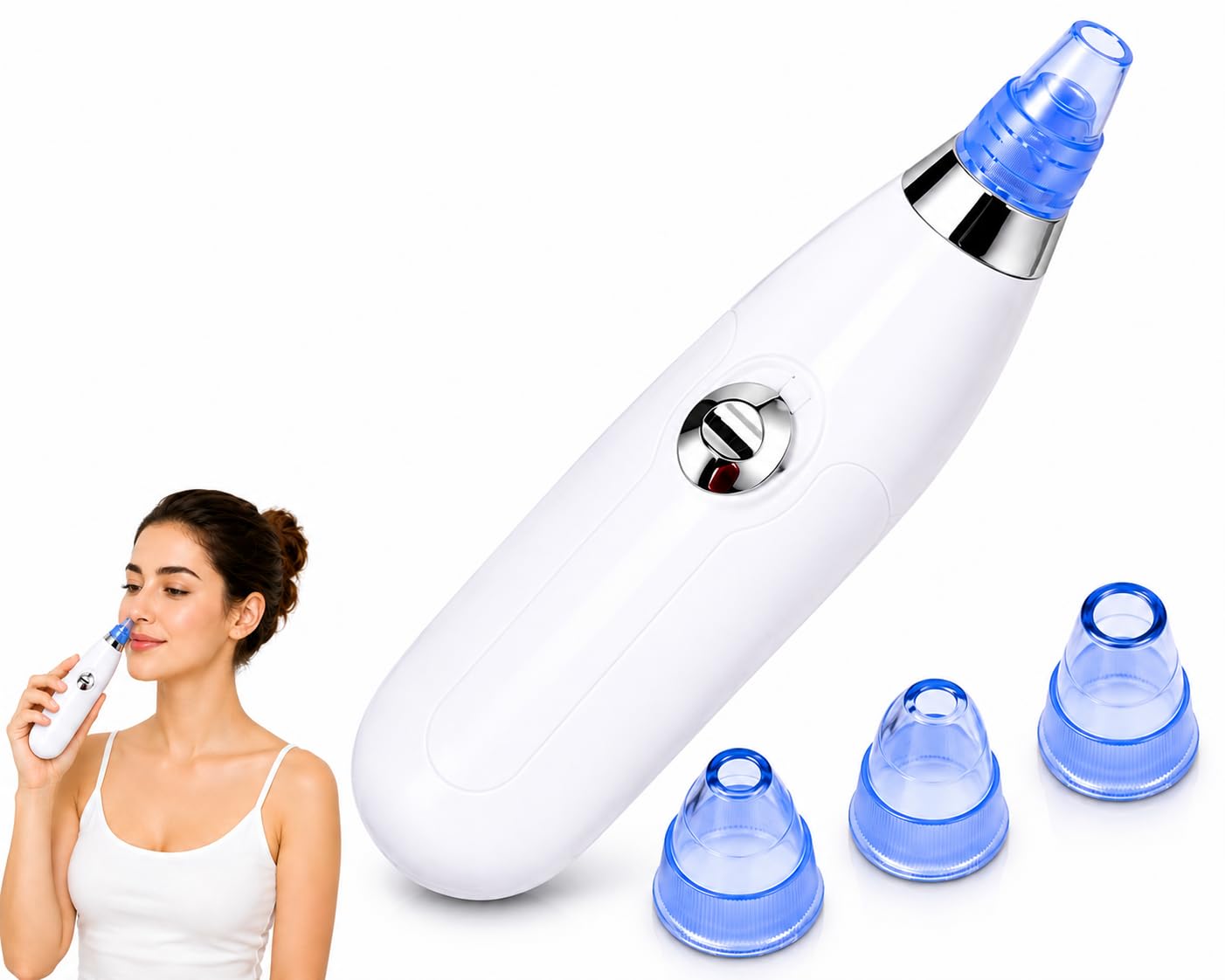 AJIGNA MART 4 in 1 Blackhead Remover Vacuum, Electric Pore Cleaner with 3 Suction Levels, 4 Suction Heads, Deep Pore Cleaner for Blackheads, Whiteheads & Facial Skin Care for Women & Men (4 in 1)-image-3