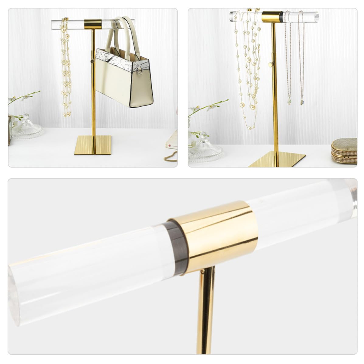 Soporte de Joyas Ajustable Base Estable Organizador Multifuncional para Collares Pulseras y Bufandas Exhibidor Desmontable para Uso Hogar y Tienda
