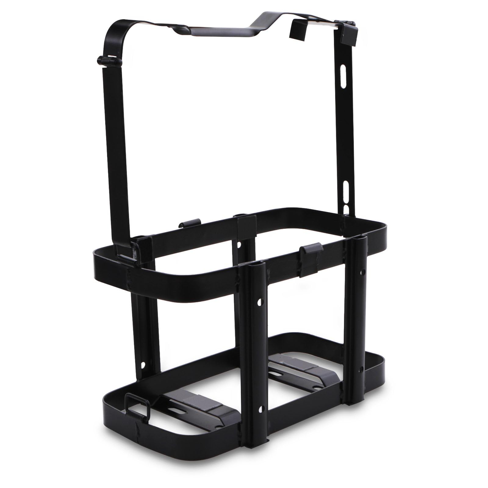 Universal Jerry Can Holder for 10L & 20L Fuel or Water Container Basket – Heavy-Duty Steel Basket Mount - Rear Mountable Lockable Black Bracket