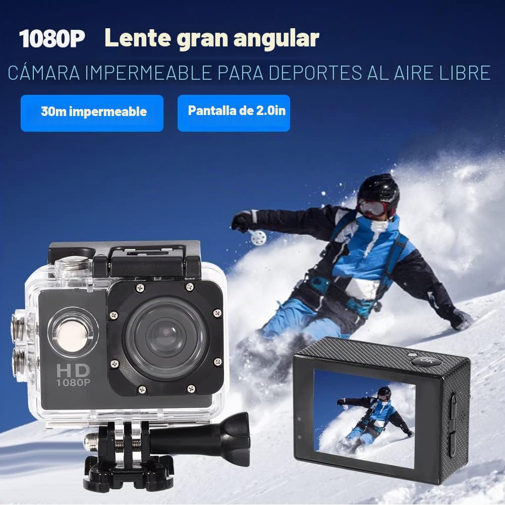 Topiky Cámara de acción 4K WiFi Impermeable 30m Deportes al Aire Libre Video DV Cámara 1080P Full HD LCD Mini videocámara con 900mAh Baterías Recargables y Accesorios de Montaje Kits(Negro)