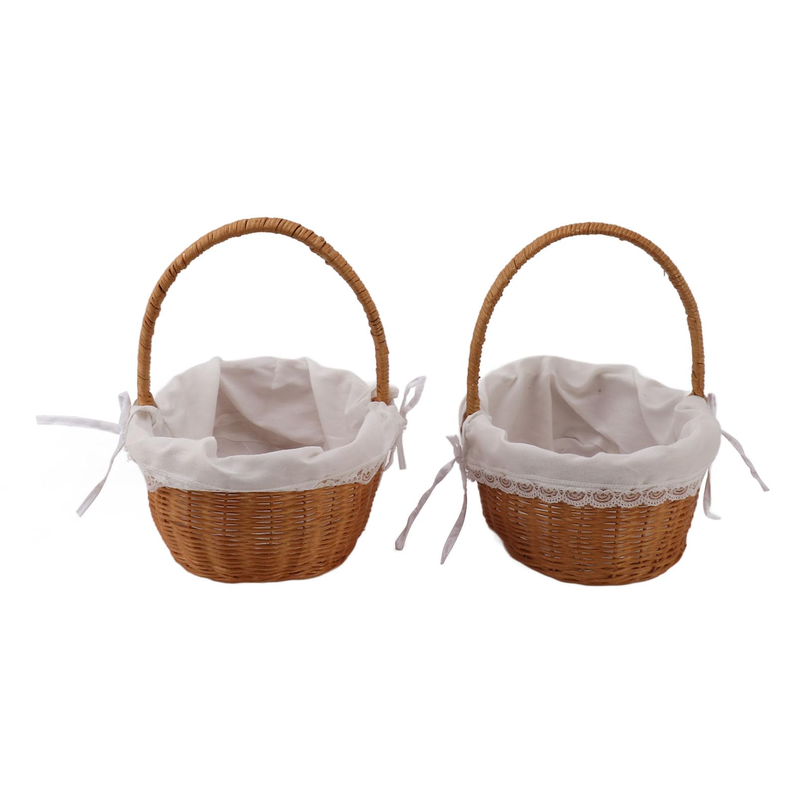 Omabeta 2 Stück Geflochtene Rattan-Blumenkörbe, Dekorative Aufbewahrungskörbe für Heimdekoration, Hochzeiten, 25,9 X 27,9 X 20,1 Cm