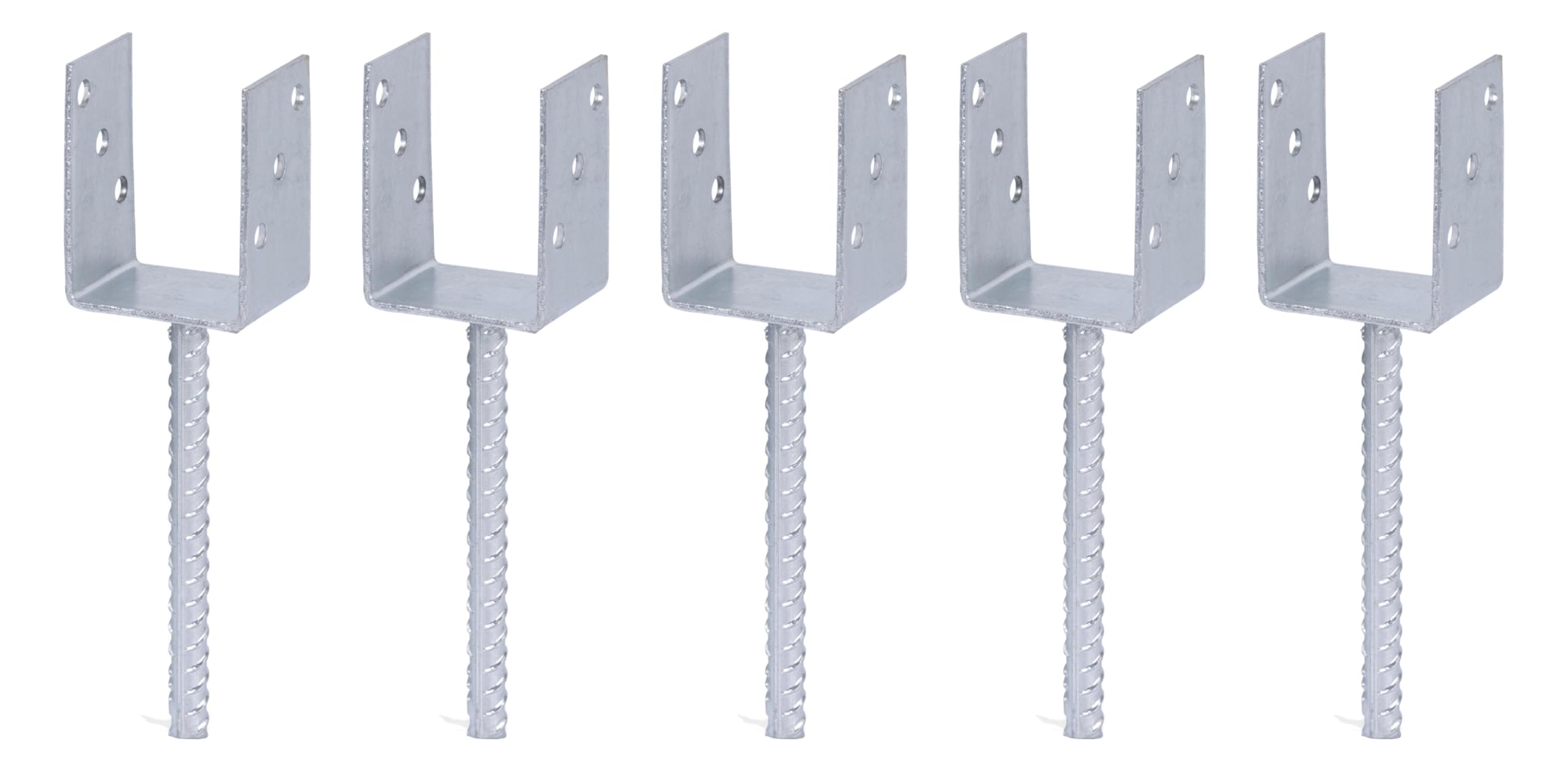 GAH-Alberts 215040 214258 - Soporte para postes en U (acero estriado, galvanizado en caliente, 81 mm de ancho, longitud de anclaje de hormigón de 200 mm, 5 unidades)