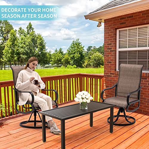 Amopatio High Back Outdoor Dining Chairs Set Of 2，All Weather Swivel Patio Chairs, Breathable Garden Outdoor Furniture For Backyard Deck #TOP1