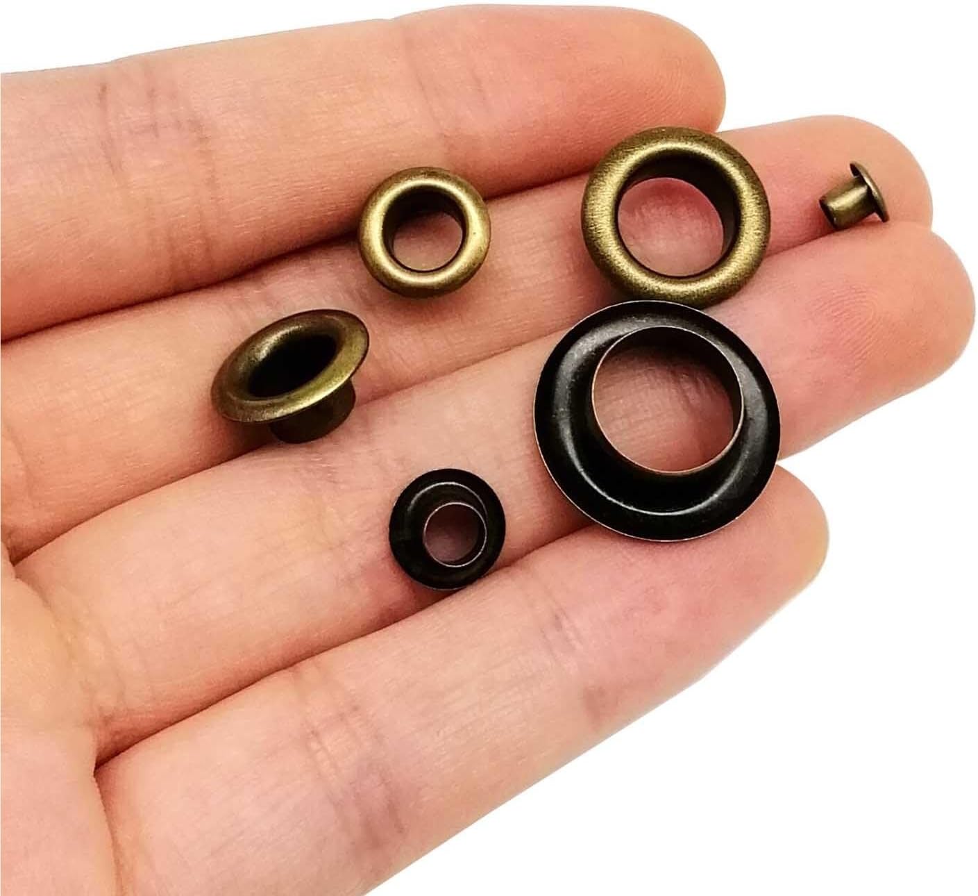 100sets 2.5-12mm Brass Bronze Eyelet with Washer Grommet Ring Air Hole Rivet for PU Leather Bag Shoes Belt Cap for PU Leather/Belt/Shoes/Crafts(8mm)