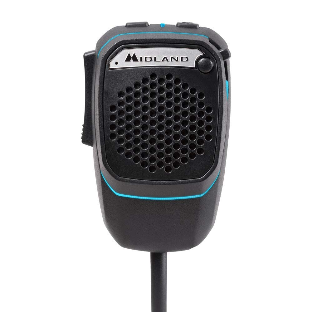 Midland Dual Mike, Microphone CB Numérique Bluetooth Préamplifié à 6 Broches, Connectable à la CB et au Smartphone, avec PTT Analogique, Haut-Parleur et DSP pour Une Meilleure Qualité de Voix